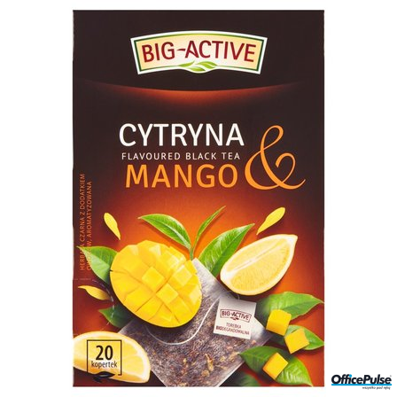 Herbata BIG-ACTIVE Cytryna & Mango 20 torebek/40g z kawałkami owoców czarna